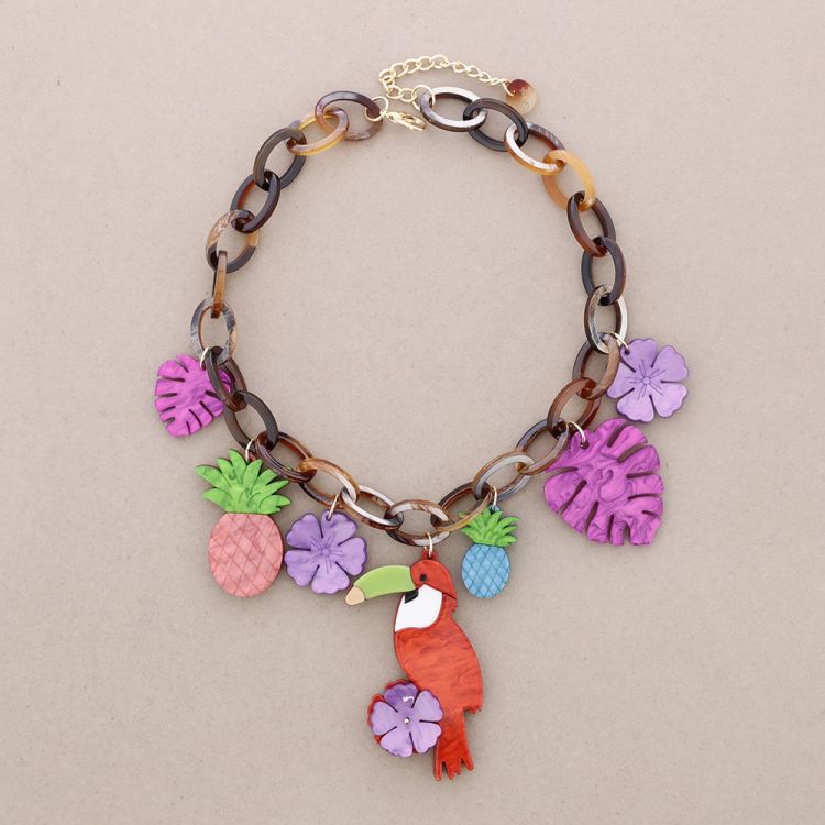 TROPICAL PARTY RESIN PENDANT LINK NECKLACE