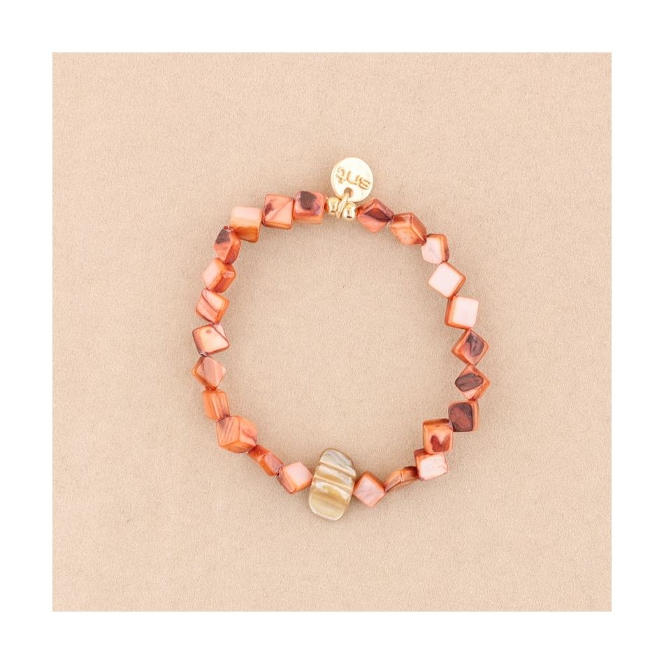PULSERA ELÁSTICA CUENTAS  NÁCAR