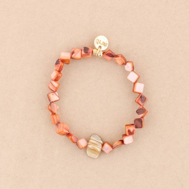 PULSERA ELÁSTICA CUENTAS  NÁCAR