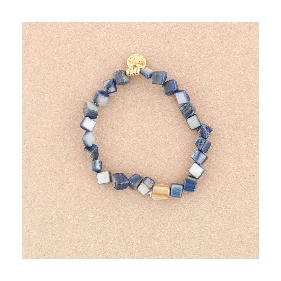 PULSERA ELÁSTICA CUENTAS  NÁCAR