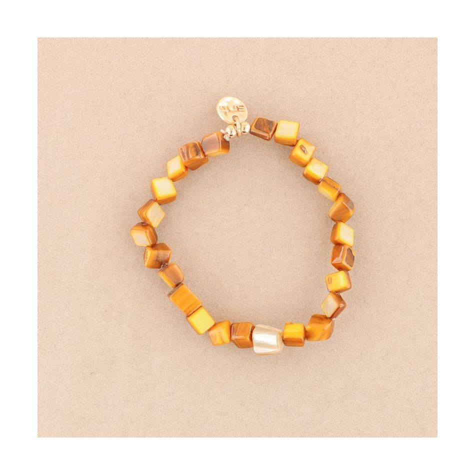 PULSERA ELÁSTICA CUENTAS  NÁCAR