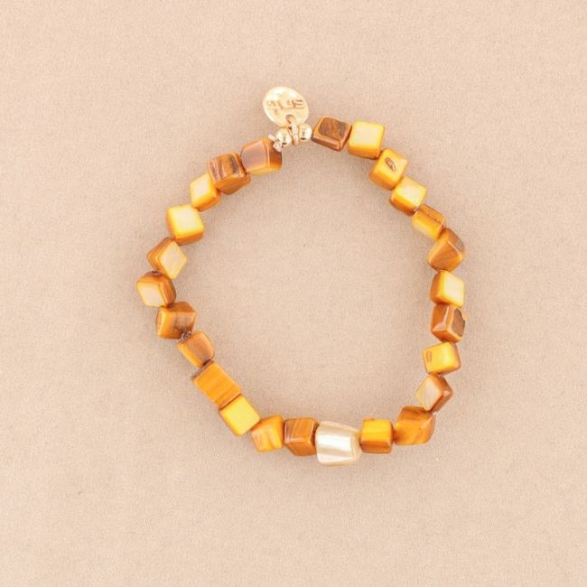 PULSERA ELÁSTICA CUENTAS  NÁCAR