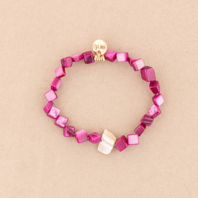 PULSERA ELÁSTICA CUENTAS  NÁCAR