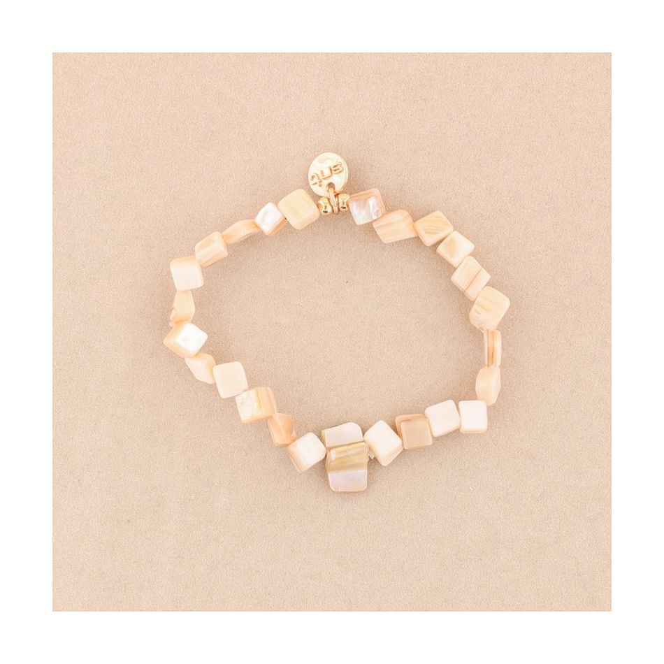 PULSERA ELÁSTICA CUENTAS  NÁCAR