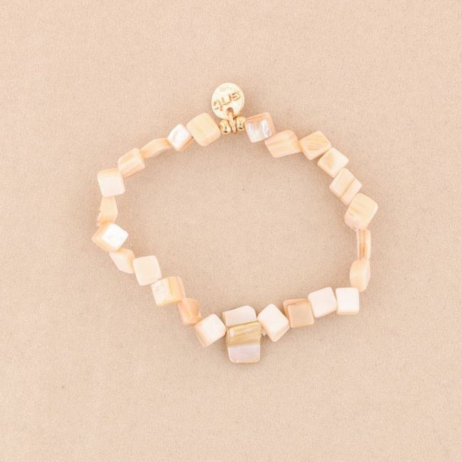 PULSERA ELÁSTICA CUENTAS  NÁCAR