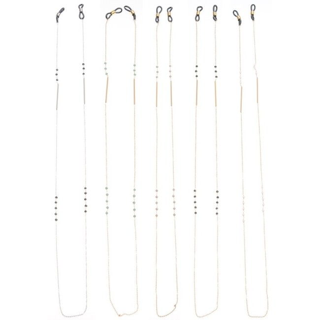STEEL NECKLACE HANGS GLASSES FACETED CRYSTALS