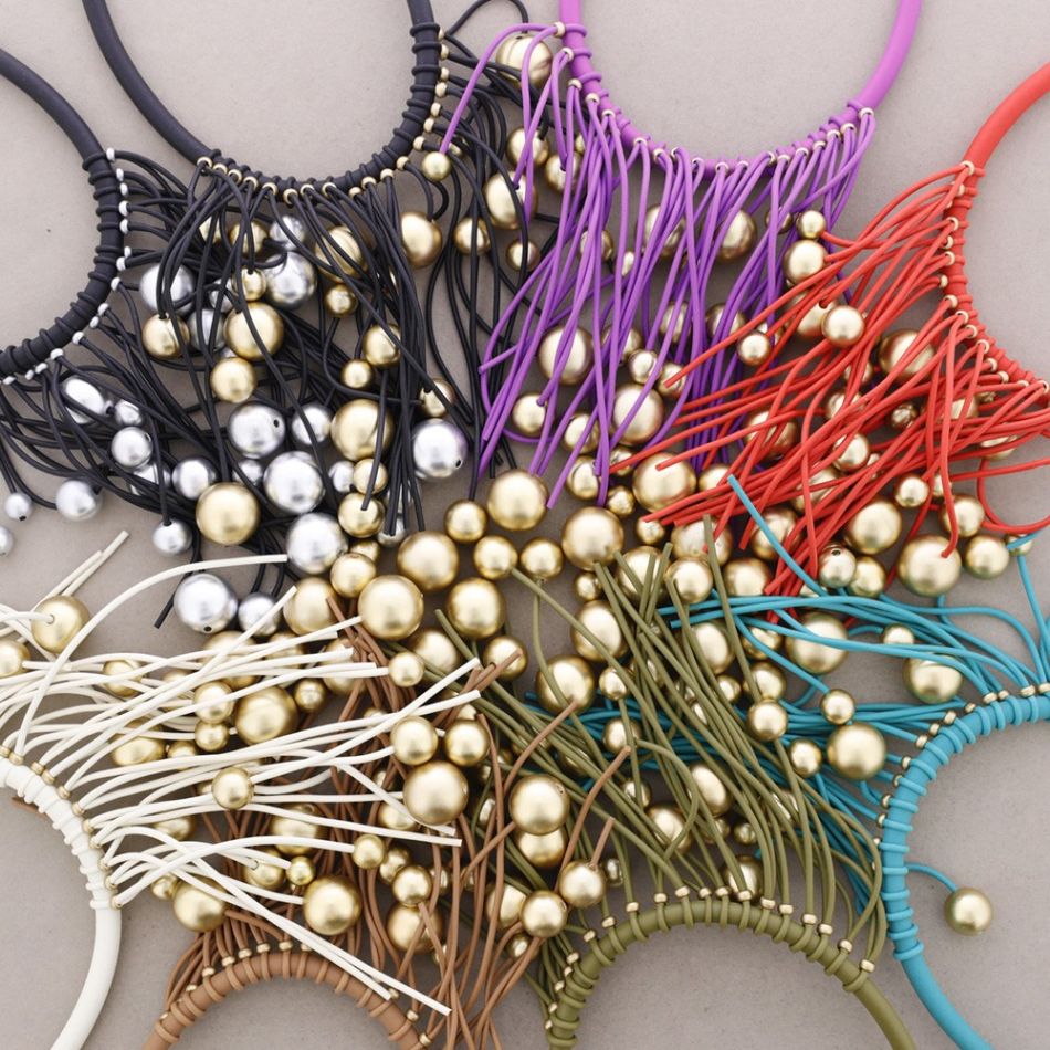 RUBBER BALL FRINGE CHOKER