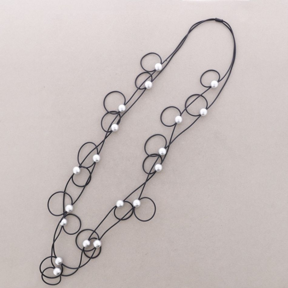 COLLAR LARGO GOMA DOBLE CÍRCULOS