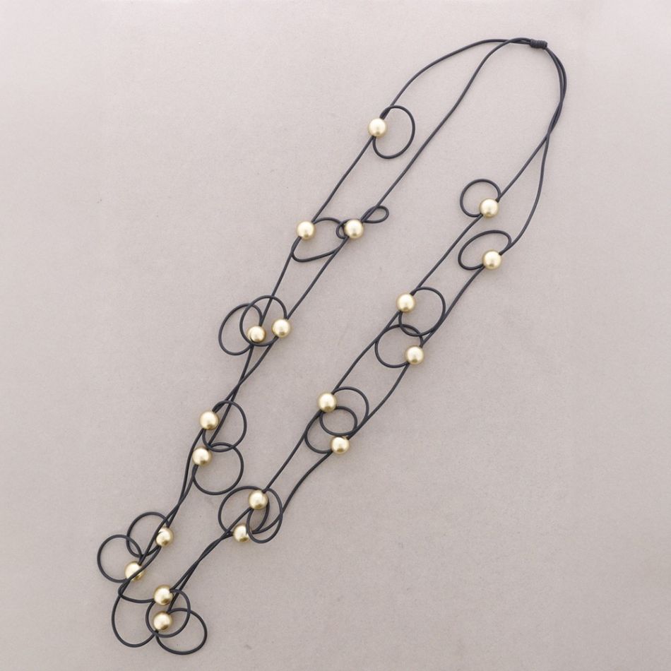COLLAR LARGO GOMA DOBLE CÍRCULOS