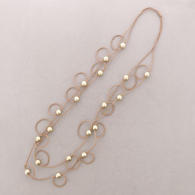 LONG RUBBER NECKLACE WITH DOUBLE CIRCLES