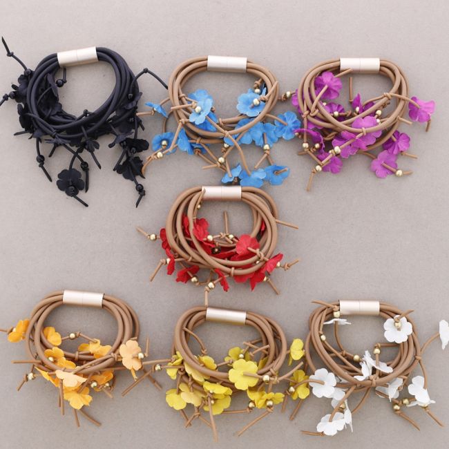 PULSERA GOMA MULTI TIRAS FLORES
