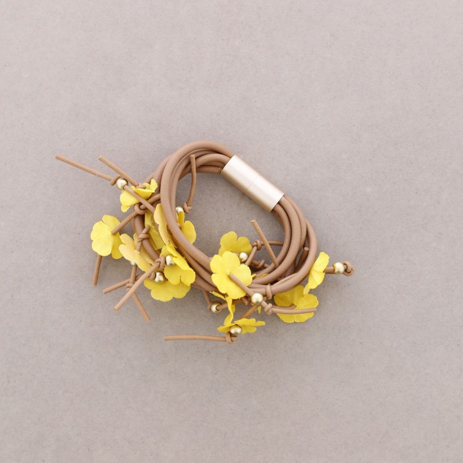 PULSERA GOMA MULTI TIRAS FLORES