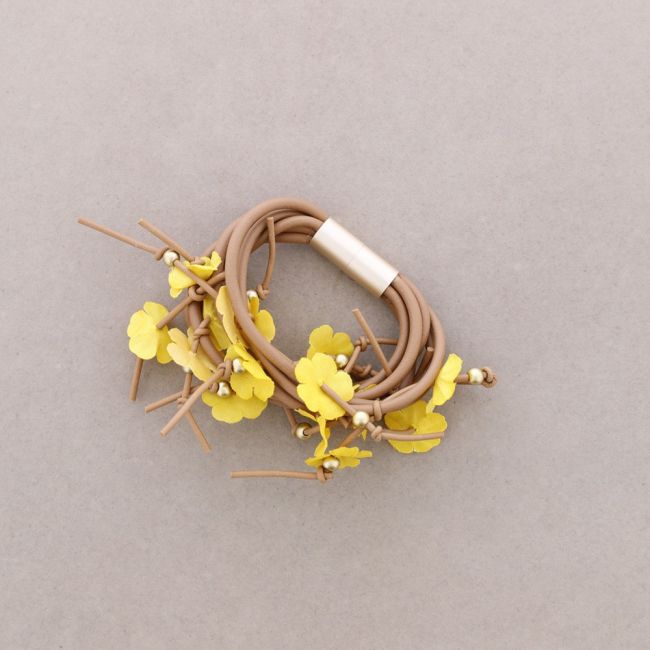 PULSERA GOMA MULTI TIRAS FLORES