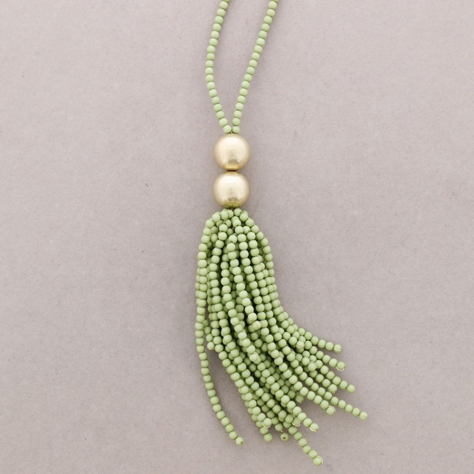COLLAR LARGO COLGANTE FLEXIBLE CUENTAS RESINA
