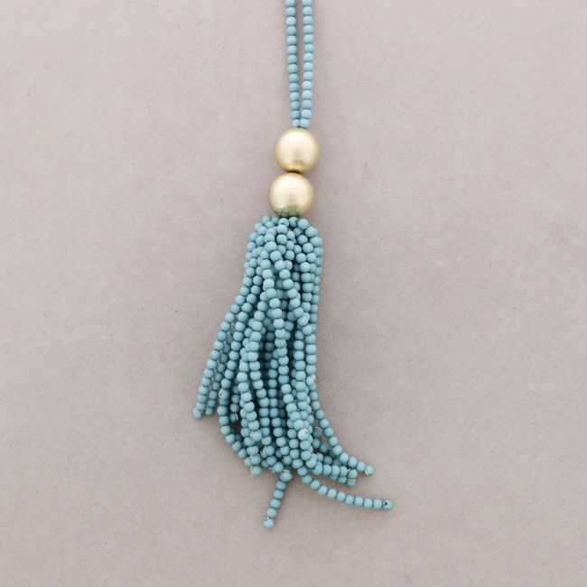 COLLAR LARGO COLGANTE FLEXIBLE CUENTAS RESINA