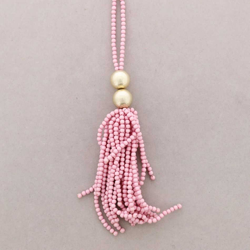 COLLAR LARGO COLGANTE FLEXIBLE CUENTAS RESINA