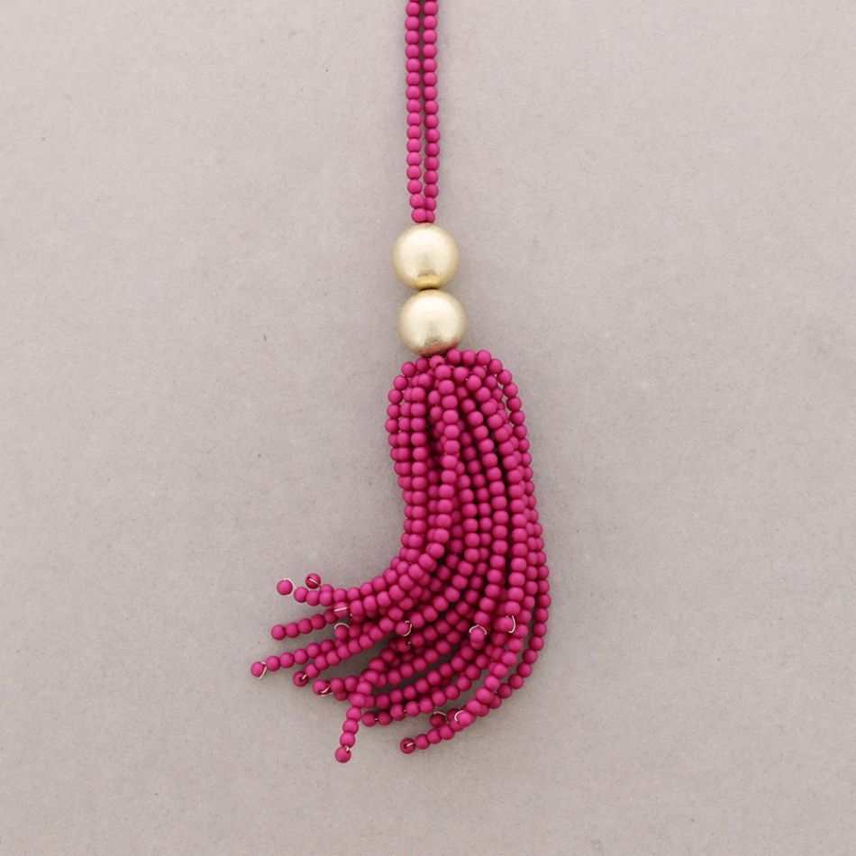 COLLAR LARGO COLGANTE FLEXIBLE CUENTAS RESINA
