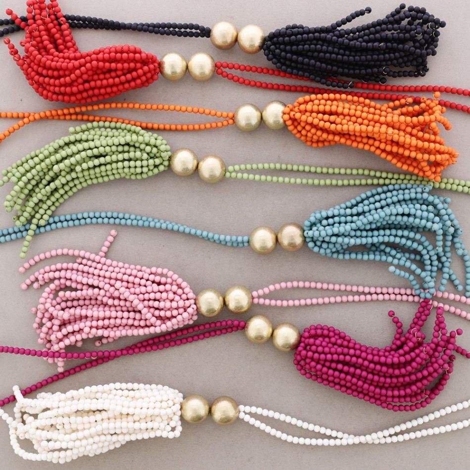 COLLAR LARGO COLGANTE FLEXIBLE CUENTAS RESINA