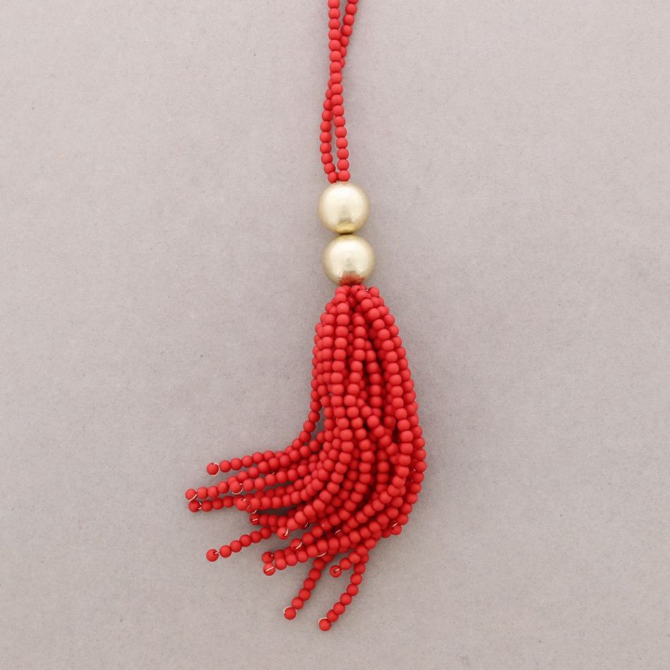 COLLAR LARGO COLGANTE FLEXIBLE CUENTAS RESINA