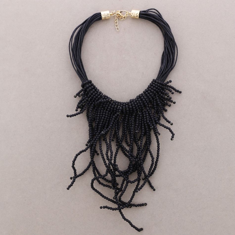 GARGANTILLA COLGANTE FLEXIBLE CUENTAS RESINA