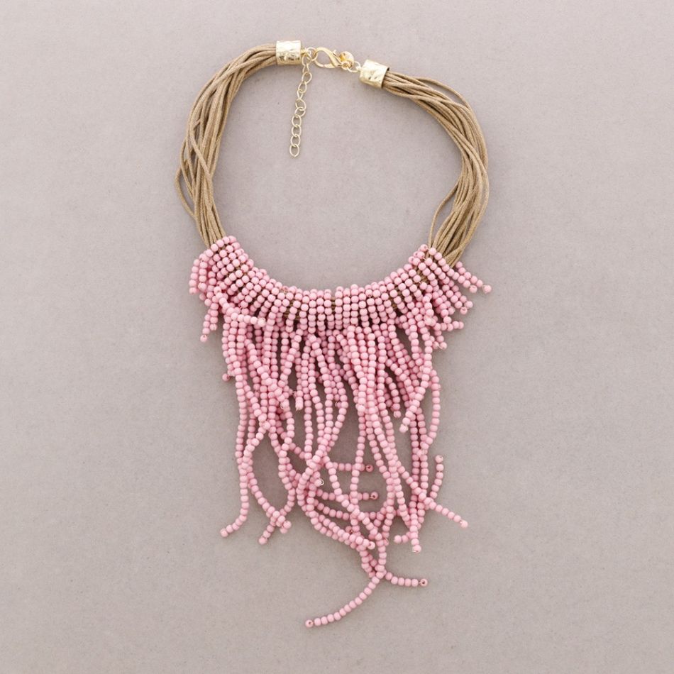 FLEXIBLE RESIN BEADS PENDANT NECKLACE