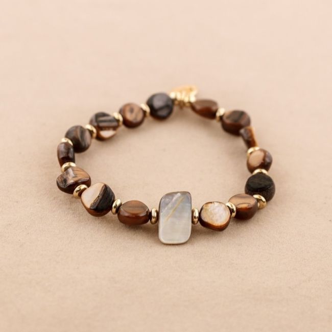 PULSERA ELÁSTICA CUENTAS  NÁCAR