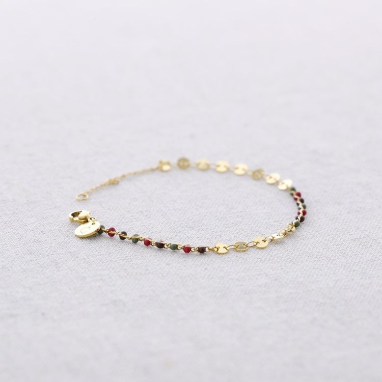 PULSERA ACERO ESMALTE CHAPITAS