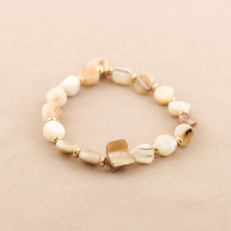 PULSERA ELÁSTICA CUENTAS  NÁCAR