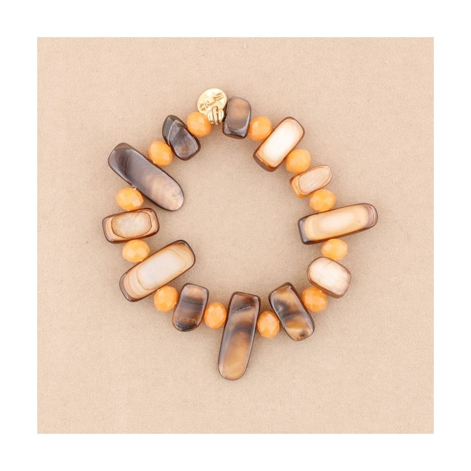 PULSERA ELÁSTICA CUENTAS  NÁCAR CRISTALES