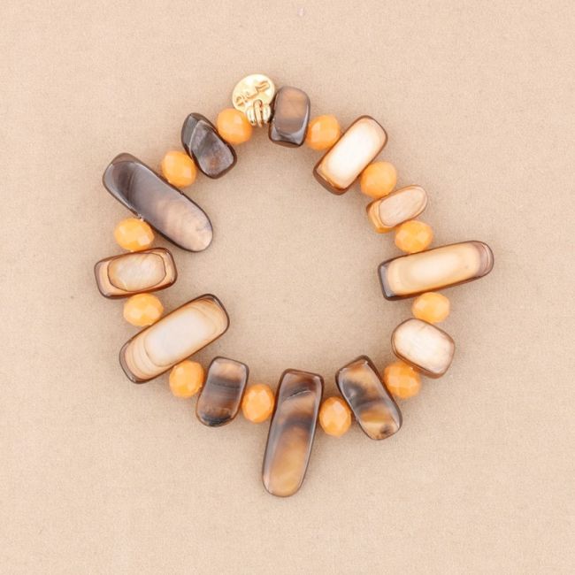PULSERA ELÁSTICA CUENTAS  NÁCAR CRISTALES