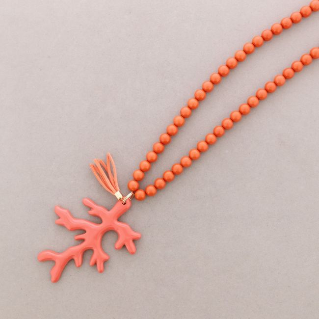 LONG CORAL NECKLACE PENDANT. RESIN