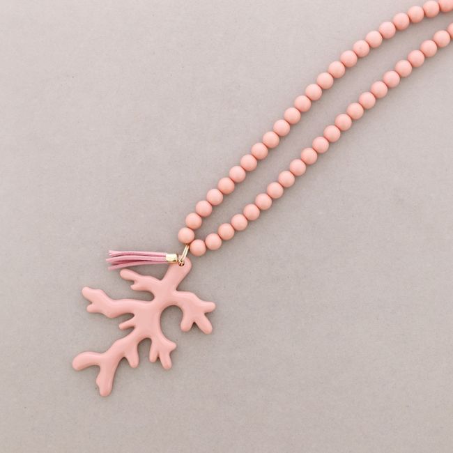 LONG CORAL NECKLACE PENDANT. RESIN