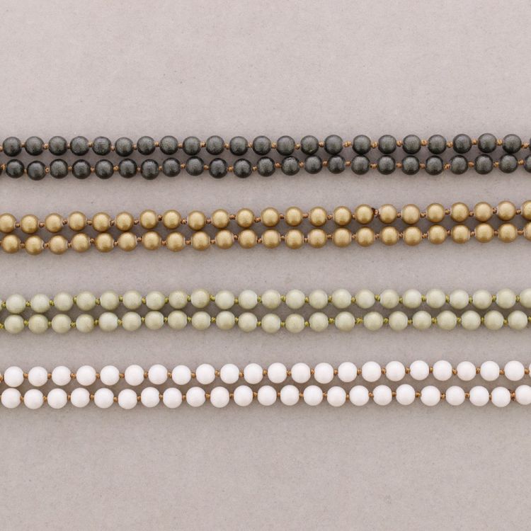 LONG NECKLACE KNOT BEADS BALLS IMITATION LAVA STONES 8MM 120CM 2