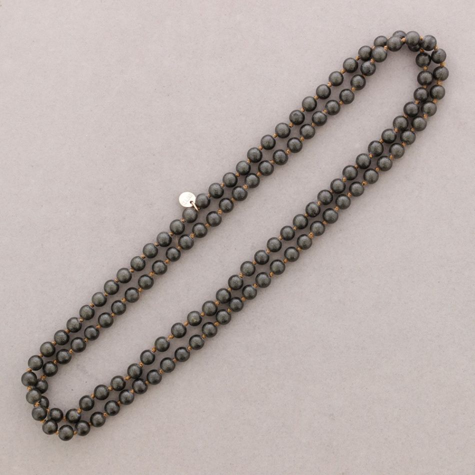 COLLAR LARGO NUDO CUENTAS BOLAS IMITACIÓN PIEDRAS LAVA 8MM 120CM