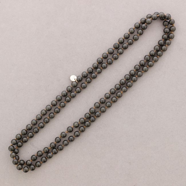 LONG NECKLACE KNOT BEADS BALLS IMITATION LAVA STONES 8MM 120CM
