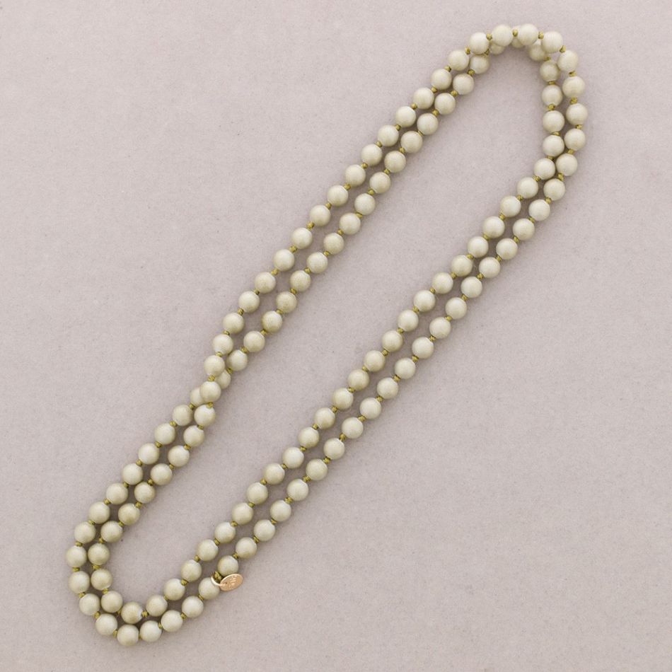 LONG NECKLACE KNOT BEADS BALLS IMITATION LAVA STONES 8MM 120CM
