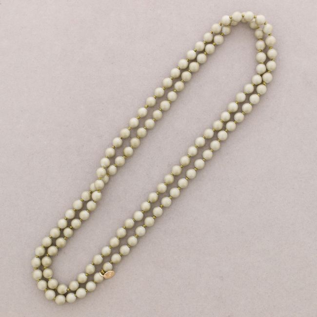 LONG NECKLACE KNOT BEADS BALLS IMITATION LAVA STONES 8MM 120CM