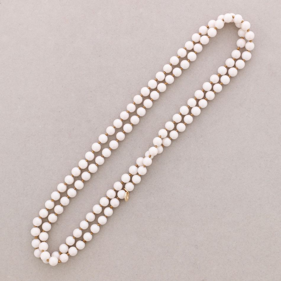 LONG NECKLACE KNOT BEADS BALLS IMITATION LAVA STONES 8MM 120CM