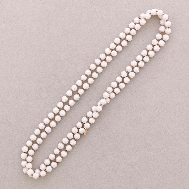 LONG NECKLACE KNOT BEADS BALLS IMITATION LAVA STONES 8MM 120CM
