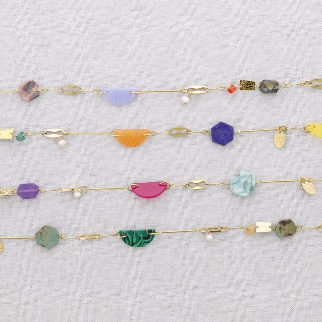 STEEL CHOKER STONE BEADS PEARL