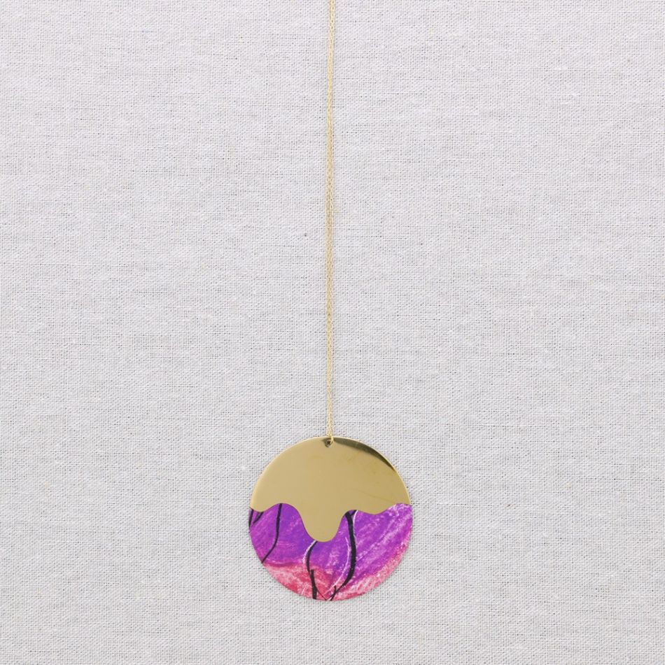 COLLAR LARGO ACERO COLGANTE MEDALLA MEDIO DIBUJO