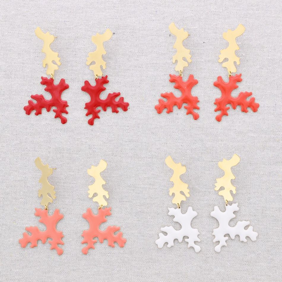 PENDIENTES ACERO CORAL ESMALTE