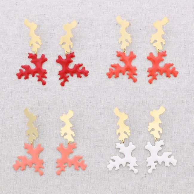 PENDIENTES ACERO CORAL ESMALTE
