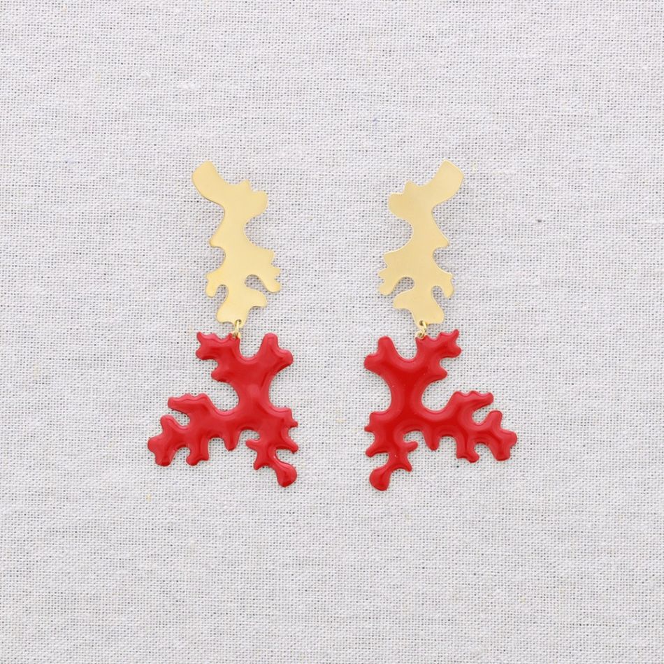 PENDIENTES ACERO CORAL ESMALTE