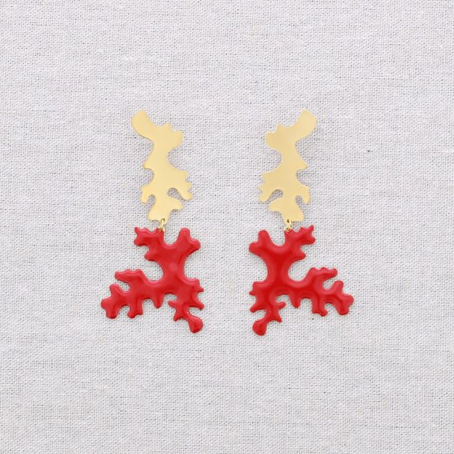 PENDIENTES ACERO CORAL ESMALTE