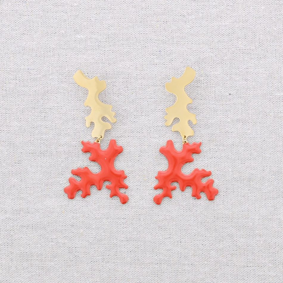 PENDIENTES ACERO CORAL ESMALTE