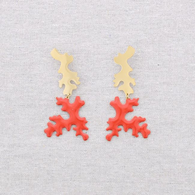 PENDIENTES ACERO CORAL ESMALTE
