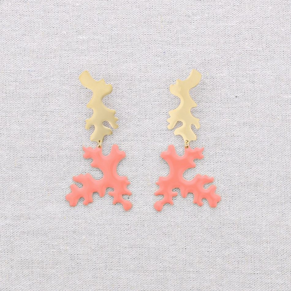 PENDIENTES ACERO CORAL ESMALTE