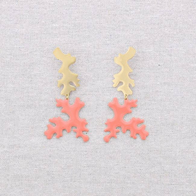 PENDIENTES ACERO CORAL ESMALTE