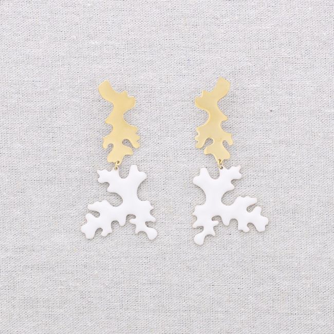 PENDIENTES ACERO CORAL ESMALTE
